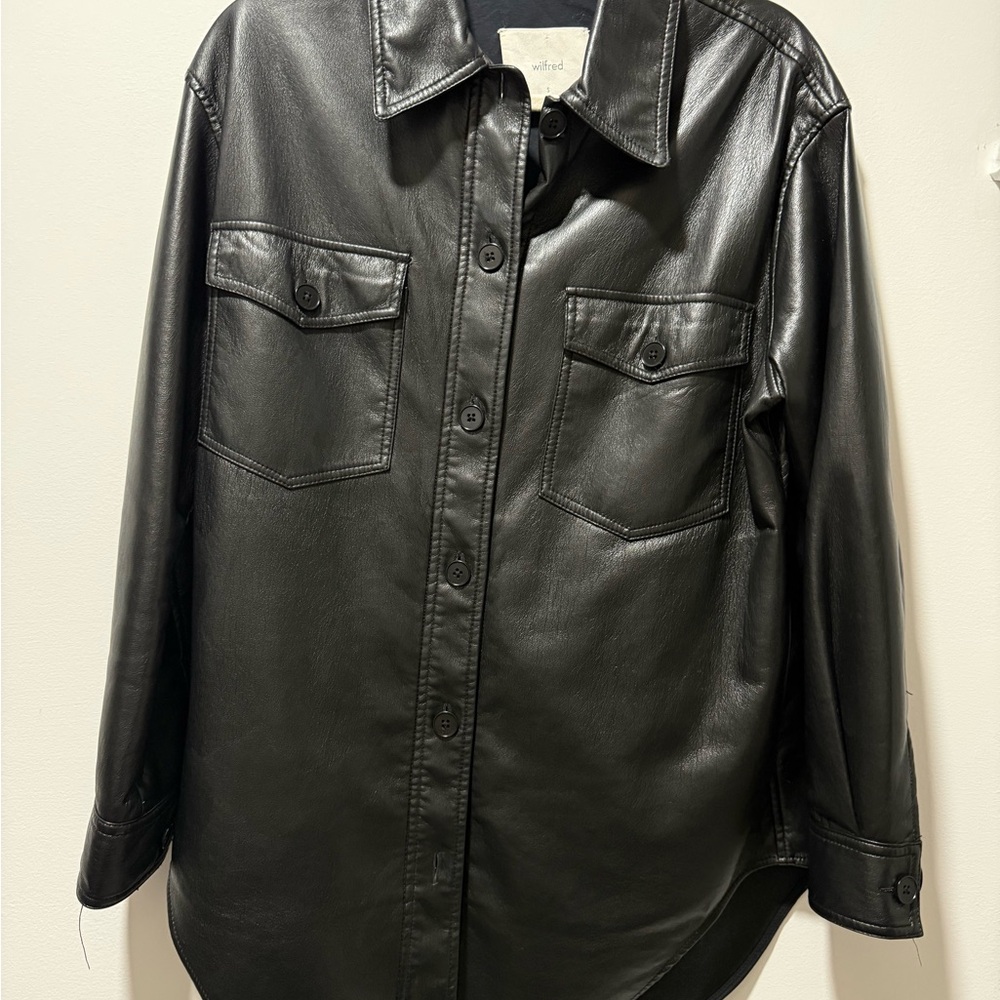 Aritzia Wilfred Free Leather Shacket